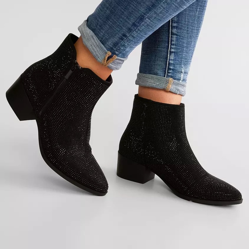 Buckle Rhinestone Ankle Boot - Picture 2 of 7